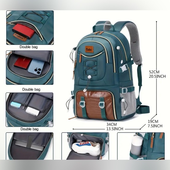 NWT Casual Light Green and Black Men's Backpack 40L - Picture 4 of 8